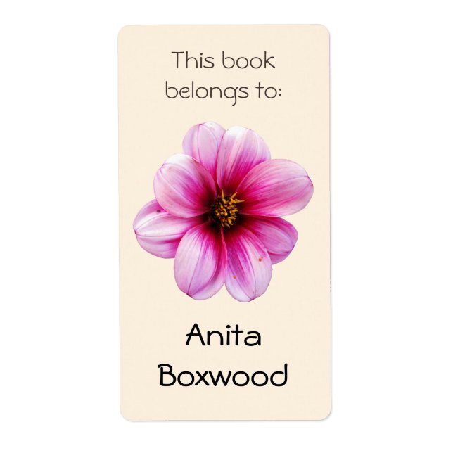 Étiquette Ce Livre Appartient À Nom Personnalisé Fleur Rose (Devant)