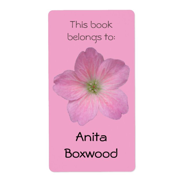 Étiquette Ce Livre Appartient À Nom Personnalisé Fleur Rose (Devant)