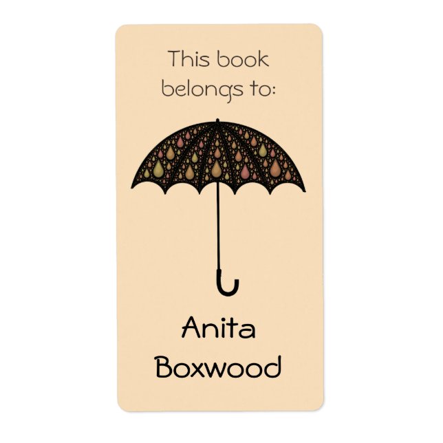 Étiquette Ce Livre Appartient À Nom Personnalisé Umbrella (Devant)