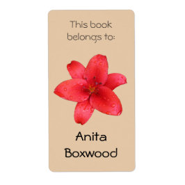 Étiquette Ce Livre Appartient Au Nom Personnalisé Red Lily