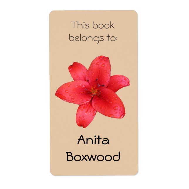 Étiquette Ce Livre Appartient Au Nom Personnalisé Red Lily (Devant)