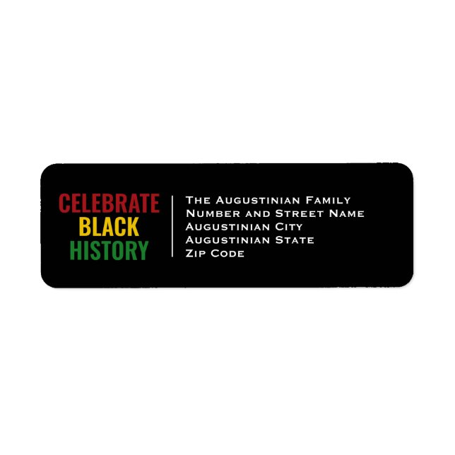 Étiquette CÉLÉBRER L'HISTOIRE NOIRE | BHM | Adresse de retou (Devant)