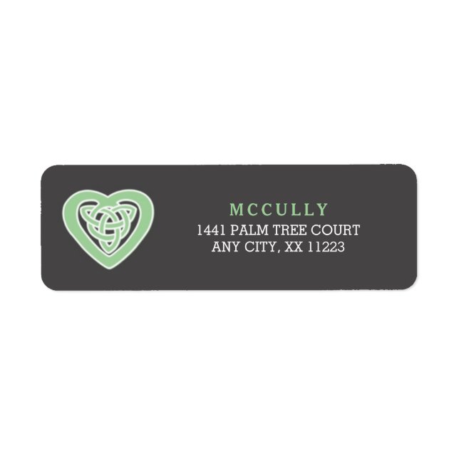 Étiquette Celtic Heart Irish mariage adresse de retour 3991 (Devant)