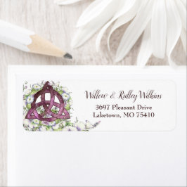 Étiquette Celtic Purple Triquetra Aquarelle Florale Adresse