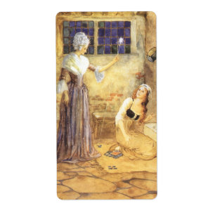 Étiquette Cendrillon de conte de fée vintage avec Fairy Gomè