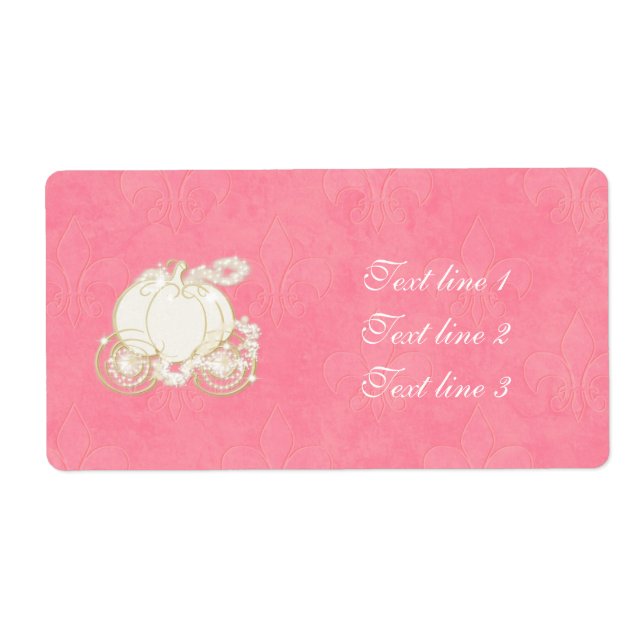 Étiquette Cendrillon Gold Carriage Rose rose princesse Étiqu (Devant)
