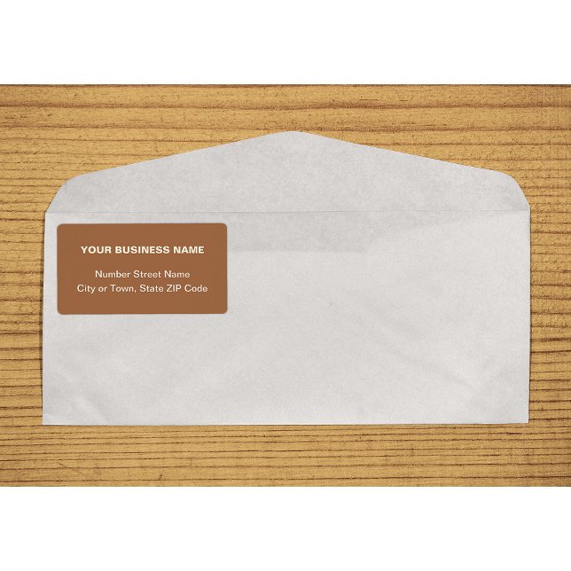Étiquette Centre Aligné Textes ordinaires Entreprise Livrais (Center aligned plain text business brown shipping label on envelope)