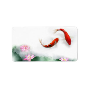 Étiquette Cercle de zen oriental Feng Shui Koi et Lotus de