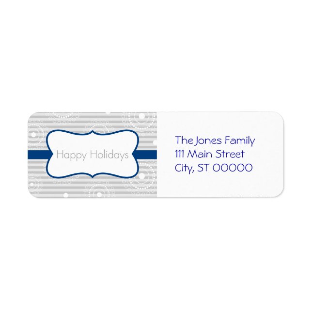 Étiquette Cercles de Noël - Argent Bleu (Devant)