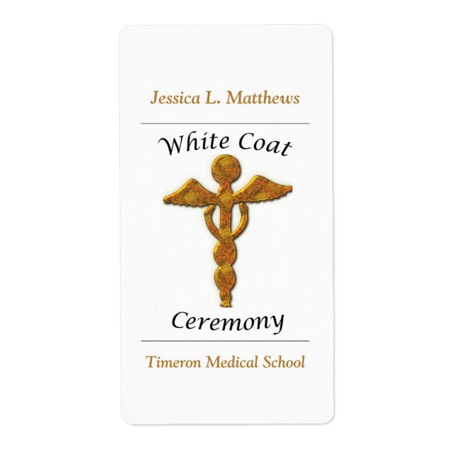 Étiquette Cérémonie de la robe blanche Médicale or, cadeau p (Devant)