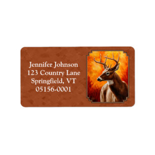 Étiquette Cerf blanc en automne Brown rouge