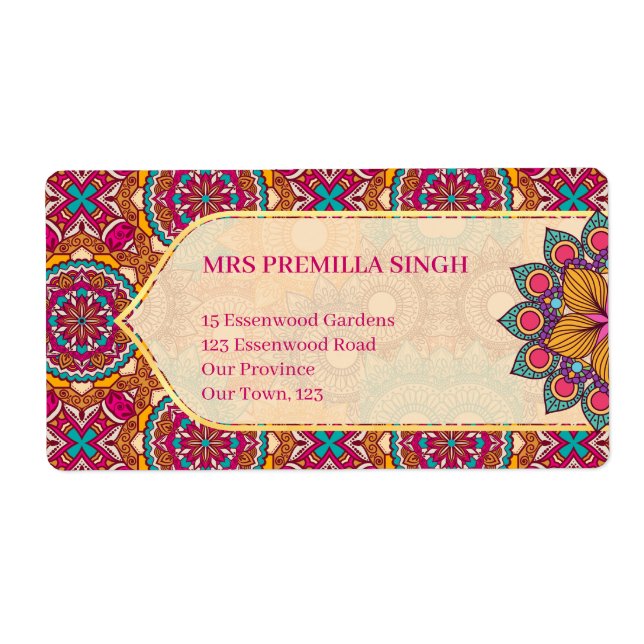 Étiquette Cerise mandala rangoli motif ethnique dynamique (Devant)