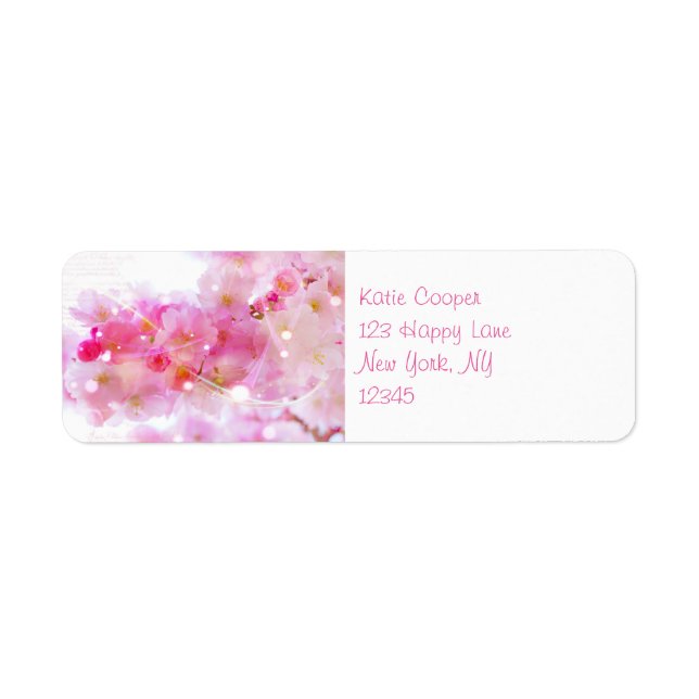 Étiquette Cerisier japonais aux fleurs rose pastel (Devant)