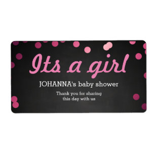 Étiquette C'Est Une Fille Confetti Chalkboard Bouteille d'ea