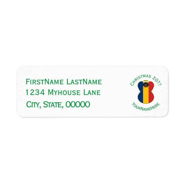 Étiquette Chadian Flag Christmas Angel Return Address (Devant)