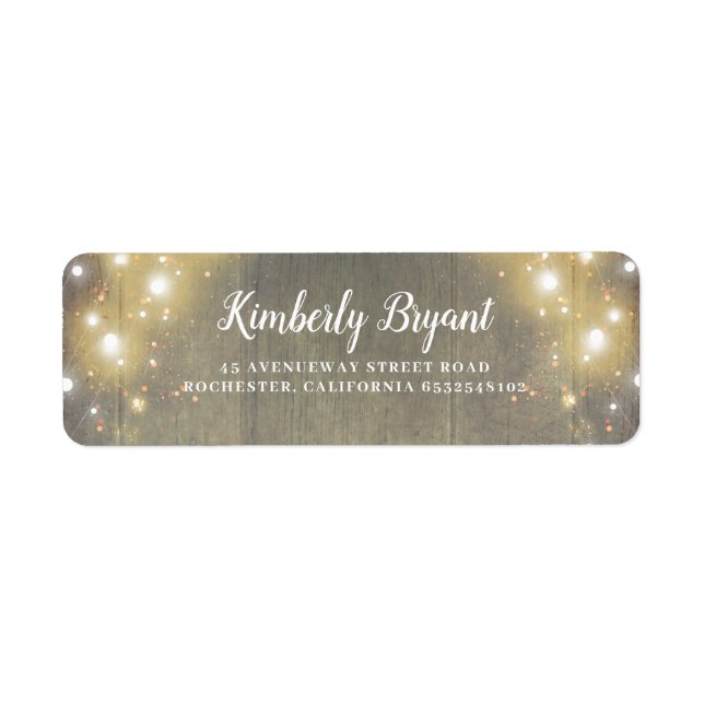 Étiquette Chaîne de lumières Bois rustique Texture Pays (Devant)