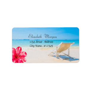 Étiquette Chaise de plage tropicale, Hibiscus de sable