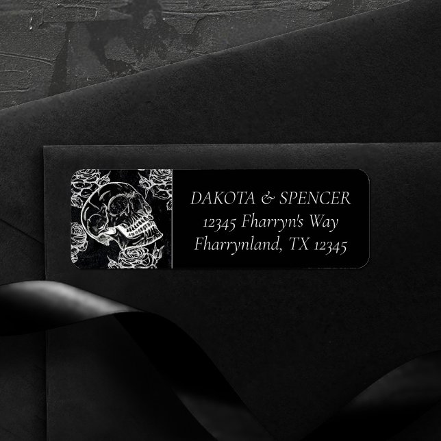 Étiquette Chaleur Rose crâne | Funky Gothic Grunge Adresse (Créateur téléchargé)