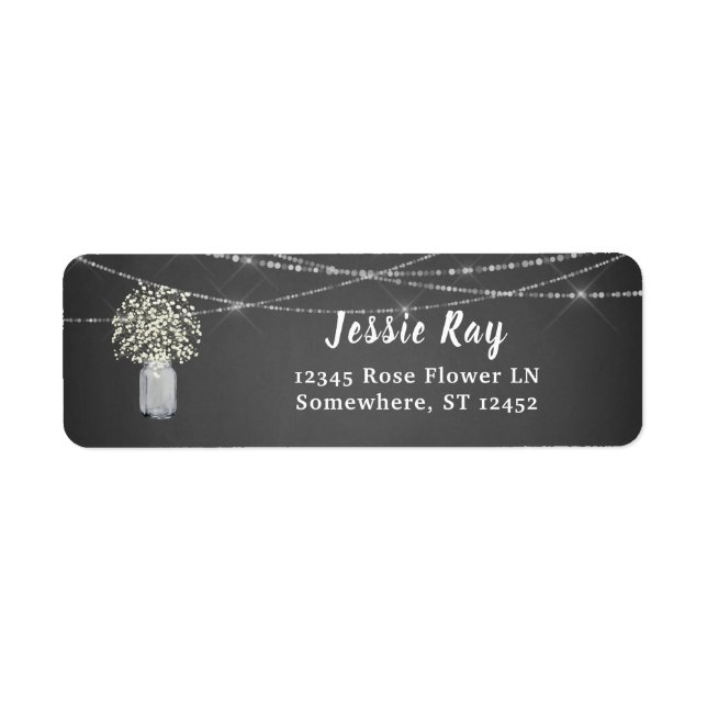 Étiquette Chalk de l'haleine du bébé Gris et chaîne Adresse  (Devant)
