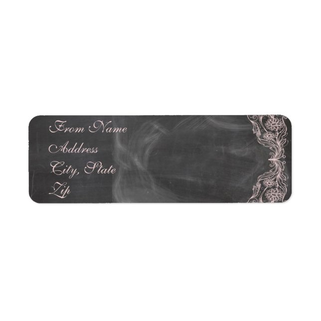 Étiquette Chalkboard Antique Pink FlorÉtiquette de adresse (Devant)