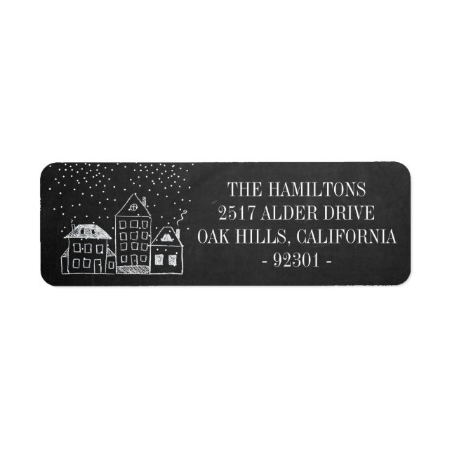 Étiquette Chalkboard Maisons de Noël Adresse personnalisée (Devant)