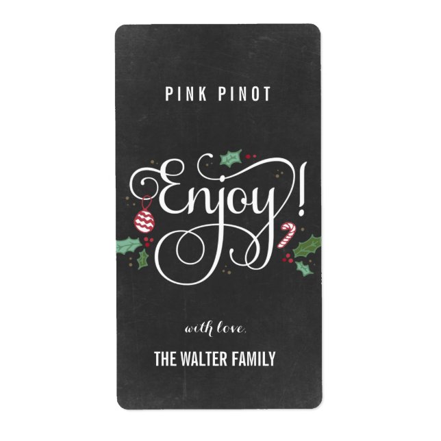 Étiquette Chalkboard Profitez de Noël Vin bouteille Étiquett (Devant)