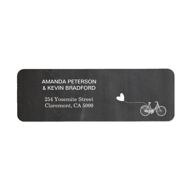 Étiquette Chalkboard romantique vélo retour adresse étiquett (Devant)