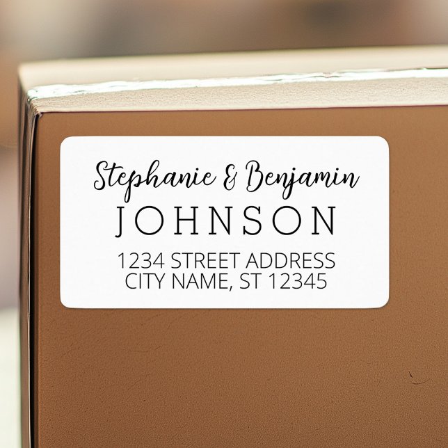 Étiquette Chambre de mariée personnalisée Script moderne Adr (Custom Shipping Label with Return Address)