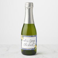 Étiquette Champagne Mariage Carrelage Bleu Italien