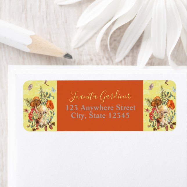 Étiquette Champignons, libellules, papillons et escargots de (En situation)