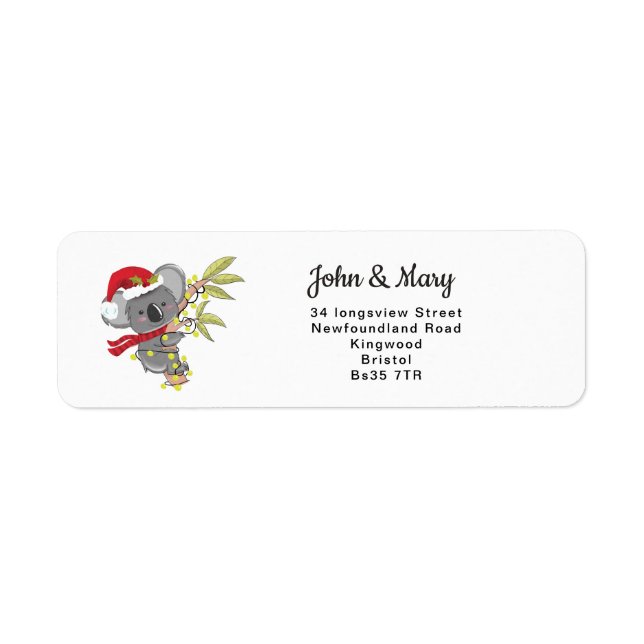 Étiquette Changement d'adresse autocollant noël koala (Devant)