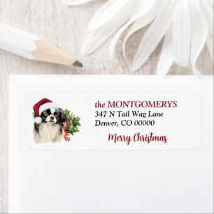 Étiquette Chapeau de Père Noël Japanese Chin Noël Adresse de