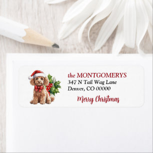 Étiquette Chapeau de Père Noël Poodle Abricot Adresse de Ret