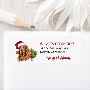 Étiquette Chapeau de Père Noël Setter Irlandais Adresse de R