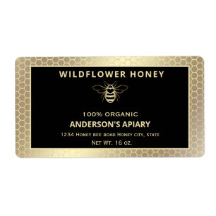 Étiquette Char à miel d'abeille en or élégant moderne