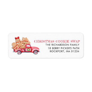 Étiquette Chariot rouge de Noël Cookie Swap