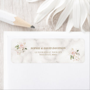 Étiquette Charm Rose Gold Flowers Baptême Adresse de retour