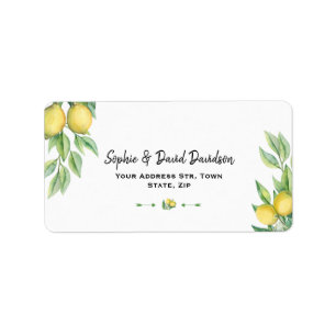 Étiquette Charme Aquarelle Citron Mariage tropical