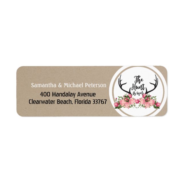 Étiquette Chasse romantique sur le Mariage floral Antler rus (Devant)