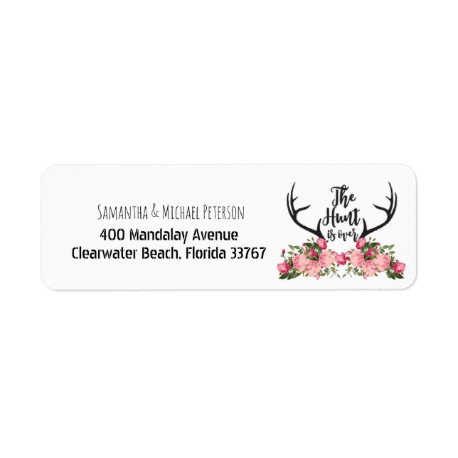 Étiquette Chasse romantique sur le Mariage floral Antler rus (Devant)