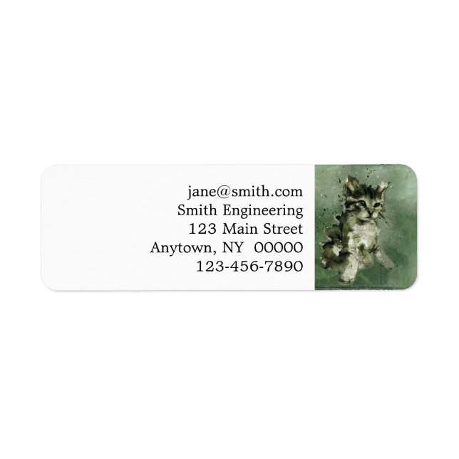 Étiquette Chat aquarelle (Devant)