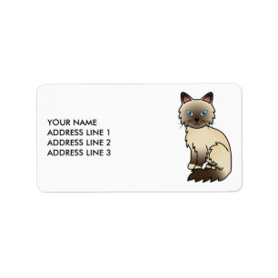 Étiquette Chat Birman / Ragdoll au point chocolat & Texte pe
