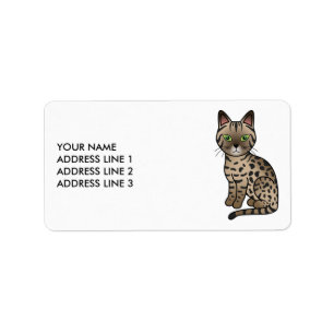 Étiquette Chat bronze Egyptian Mau mignon & Texte personnali