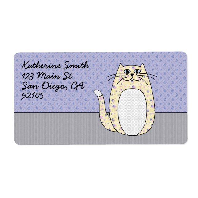 Étiquette 'Chat d'art populaire jaune' (Devant)