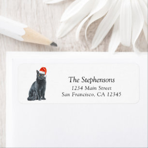 Étiquette Chat de Noël festif Chapeau de Père Noël Adresse d