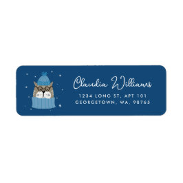 Étiquette Chat de Noël mignon en Casquette bleu Adresse
