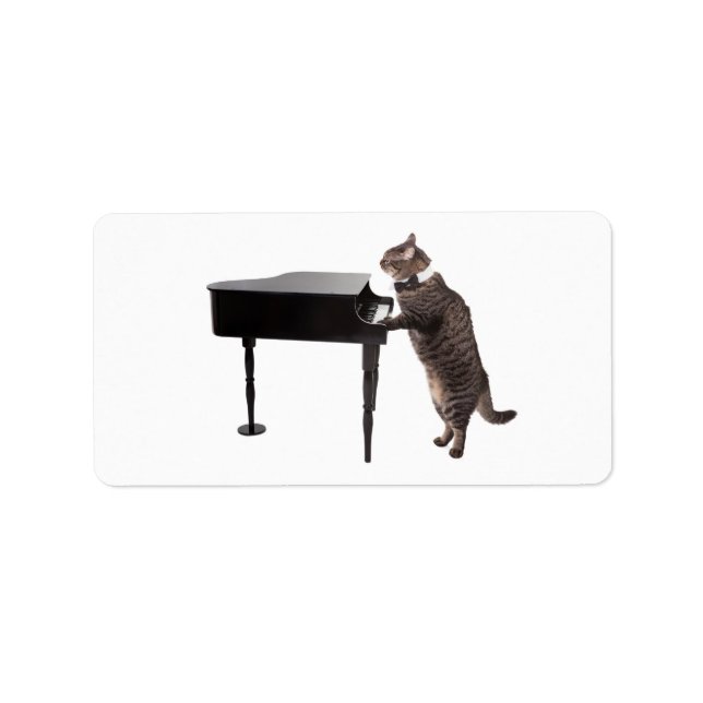 Étiquette Chat Jouer Piano (Devant)
