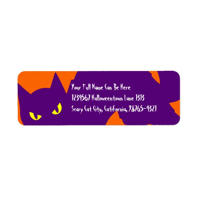 Étiquette Chat Kitty Halloween Effrayant (Devant)