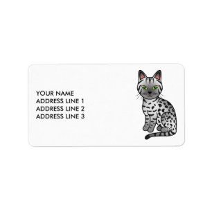 Étiquette Chat mignon Mau égyptien argenté & Texte personnal
