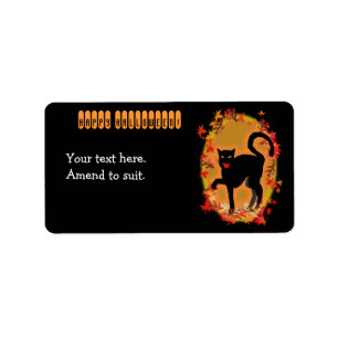 Étiquette chat noir de Halloween